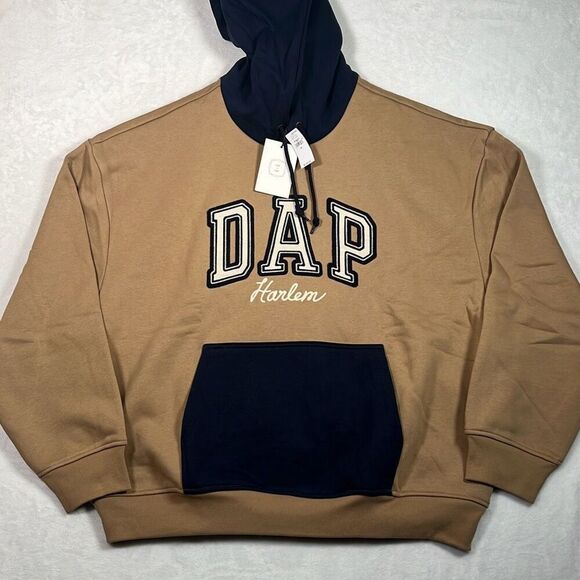 GAP x Dapper Dan DAP Logo Limited Edition Brown Hoodie Pullover Men Size X-Large - Picture 1 of 8